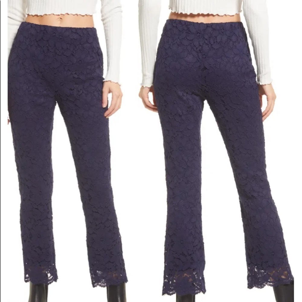 Free people flare navy lace pants size SP